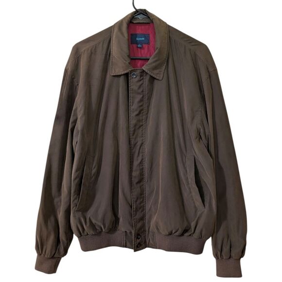 Faconnable Men's Large Brown Microfiber Bomber Jacket w/ Colorful Quilted Lining - Picture 1 of 10